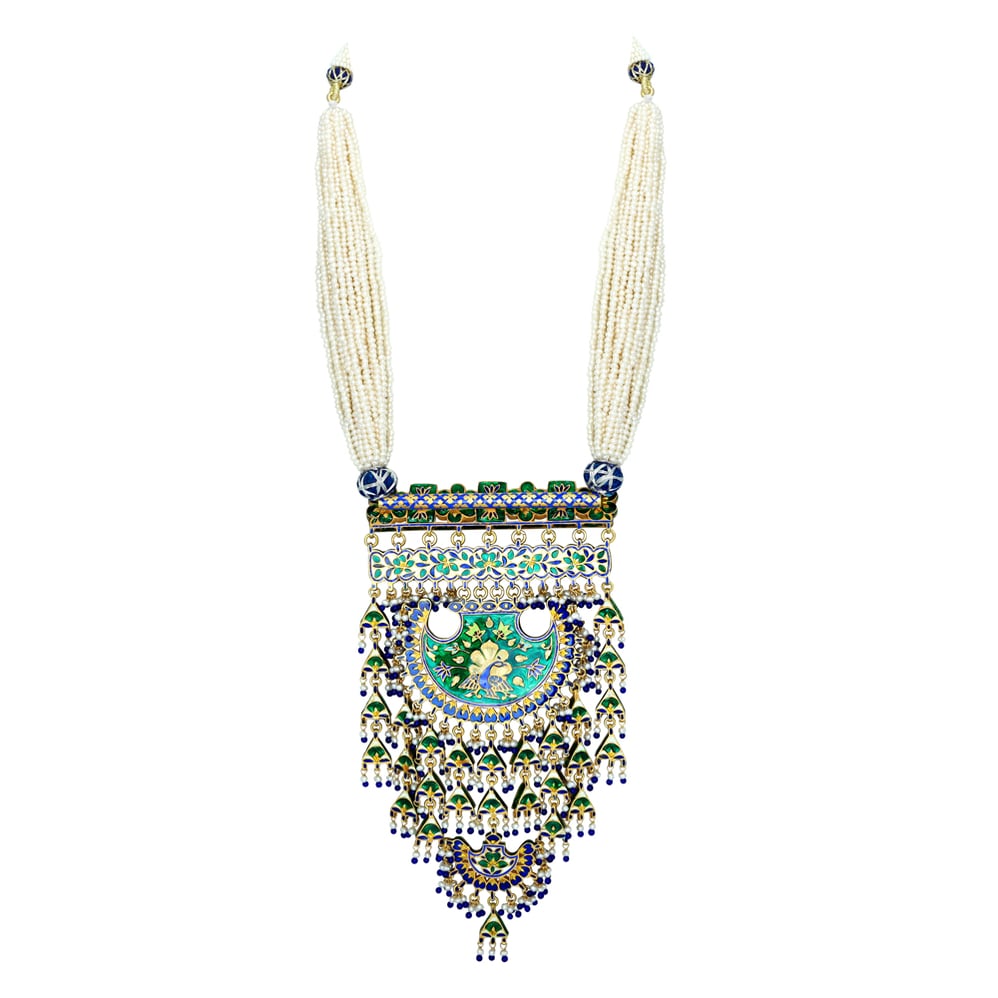 Indigo Enameled With Cheed Pearl Pendant
